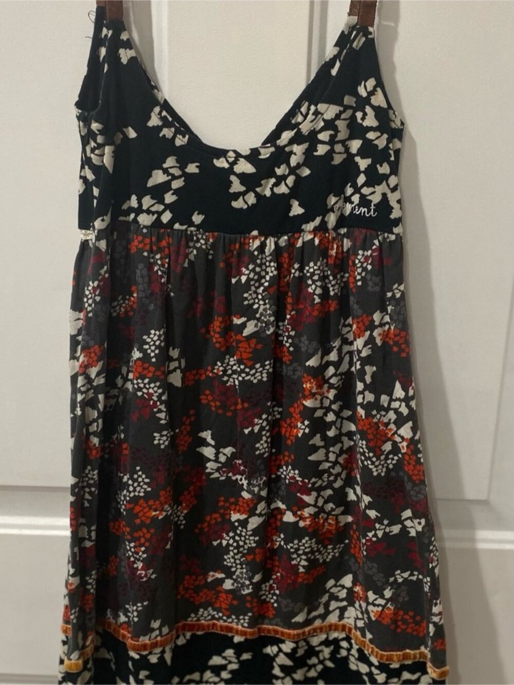 Black Dress with Cream Spots and Red Floral Accents - Picture 3 of 3